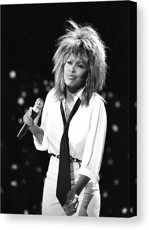 1980-1989 Canvas Print featuring the photograph Tina Turner Performs On A Tv Show #2 by Michael Ochs Archives