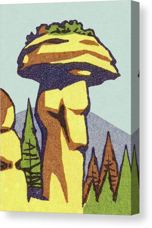 Boulder Canvas Print featuring the drawing Rock Formation Landscape #3 by CSA Images