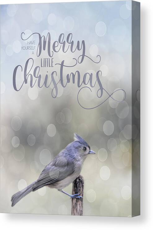 Titmouse Canvas Print featuring the photograph Merry Christmas by Cathy Kovarik