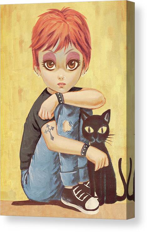 Animal Canvas Print featuring the drawing Big-eyed girl #5 by CSA Images