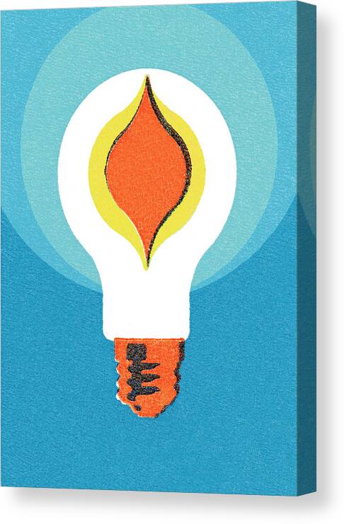 Blue Background Canvas Print featuring the drawing Light bulb #5 by CSA Images
