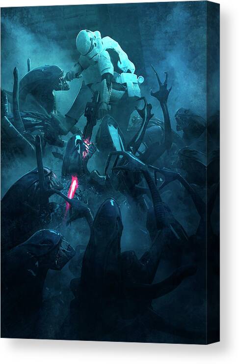 Star Wars Canvas Print featuring the digital art 501 vs Aliens 2 by Guillem H Pongiluppi