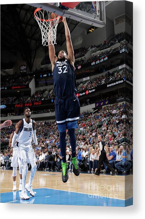 Karl-anthony Towns Canvas Print featuring the photograph Minnesota Timberwolves V Dallas by Glenn James