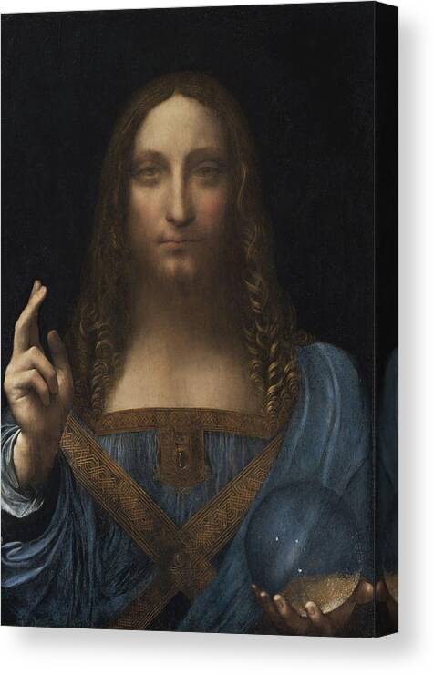 Leonardo Da Vinci Canvas Print featuring the painting Salvator Mundi by Leonardo Da Vinci