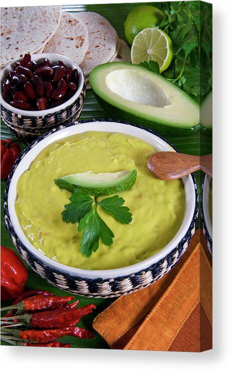 Guacamole Sauce Canvas Print featuring the photograph 765-304 by Robert Harding Picture Library