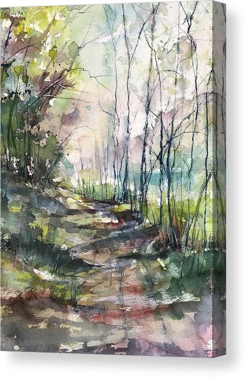 Watercolour Canvas Print featuring the painting A Road Less Traveled by Robin Miller-Bookhout