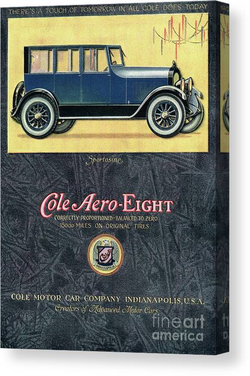 Logo Canvas Print featuring the photograph Advertisement For Cole Aero-eight Car by Bettmann