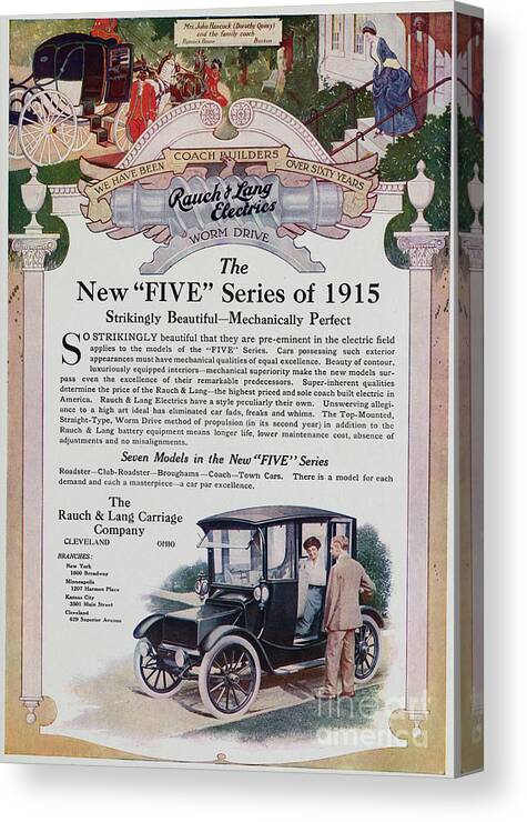 Art Canvas Print featuring the photograph Advertisement For Five Series Carriage by Bettmann