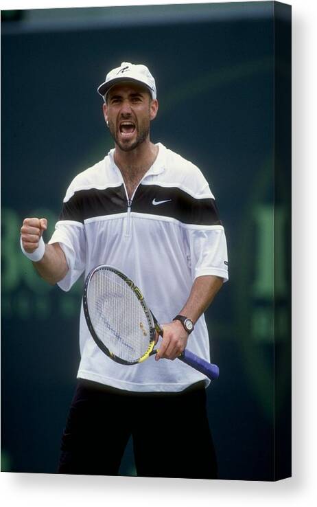 Tennis Canvas Print featuring the photograph Andre Agassi by Al Bello
