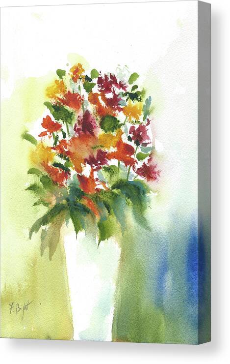 Autumn Flowers Canvas Print featuring the painting Autumn Flowers by Frank Bright