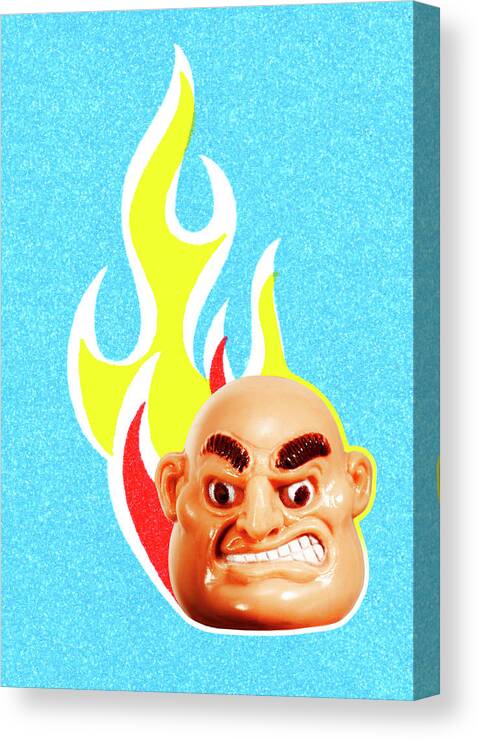 Action Canvas Print featuring the drawing Bald Man With Flames by CSA Images