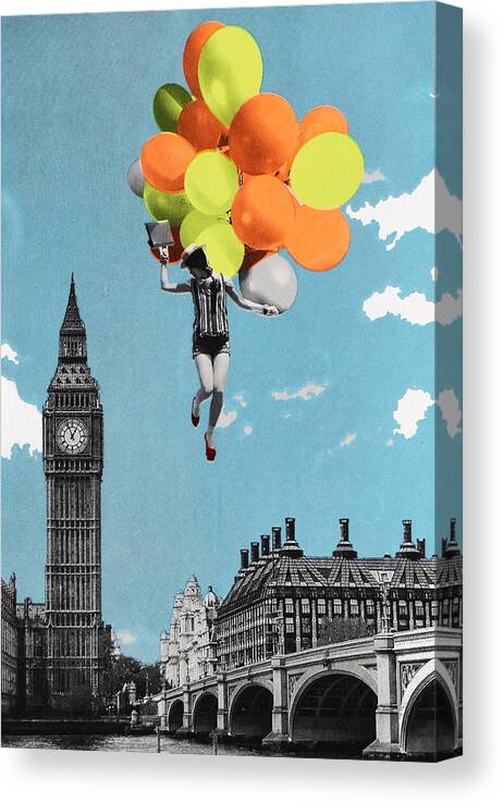 Vintage Canvas Print featuring the painting Balloons, 2017, (screen Print) by Anne Storno