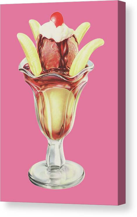 Sundae Canvas Print featuring the painting Banana Sundae by Unknown
