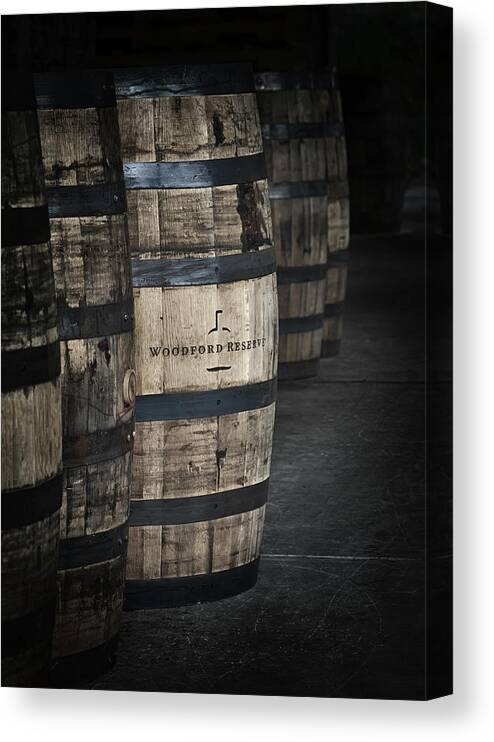 Woodford Reserve Canvas Print featuring the photograph Barrels of Bourbon by Susan Rissi Tregoning