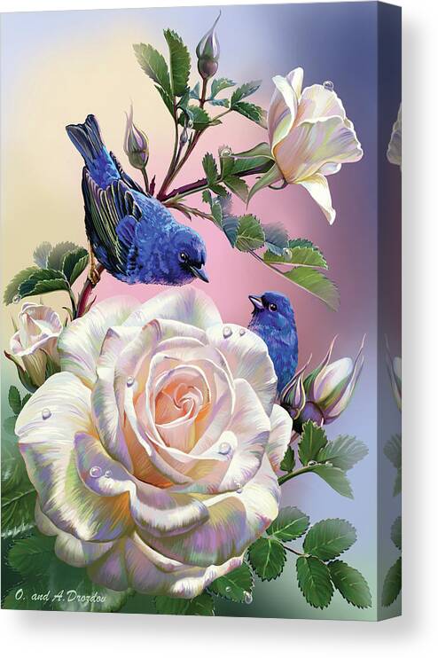 Birds Of Happiness Canvas Print featuring the digital art Birds Of Happiness by Olga And Alexey Drozdov