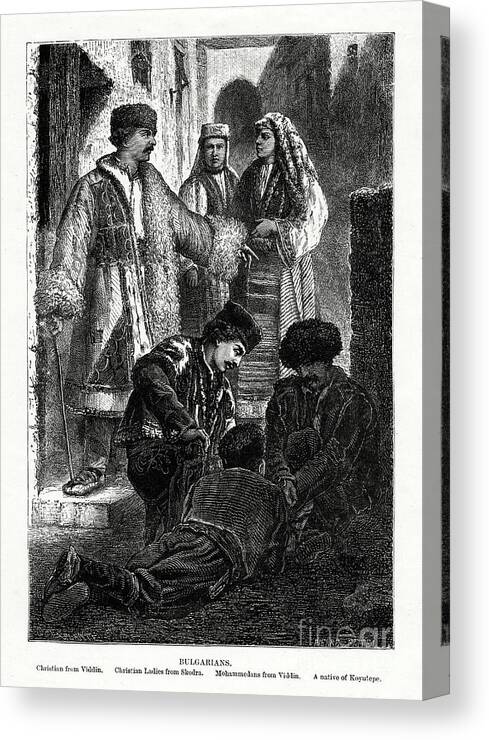 Bulgaria Canvas Print featuring the drawing Bulgarians, 1879. Artist Pierre Fritel by Print Collector