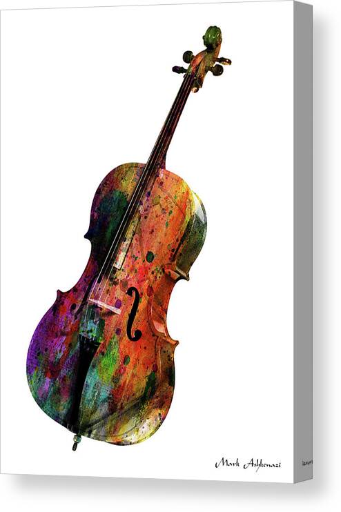 Performing Arts Canvas Print featuring the mixed media Cello by Mark Ashkenazi