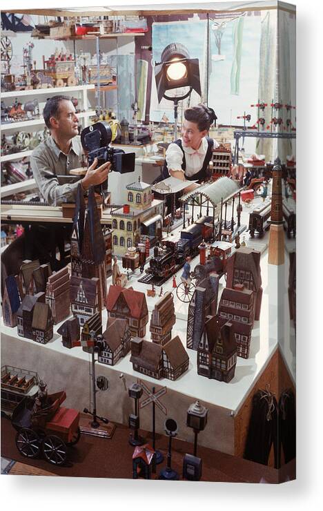 Vertical Canvas Print featuring the photograph Charles Eames And Ray Eames by Allan Grant