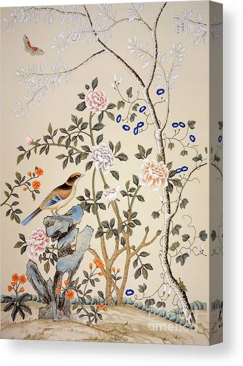 Home Decor Canvas Print featuring the drawing Chinoiserie Wallpaper by Heritage Images