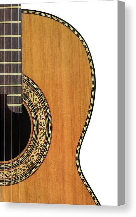 White Background Canvas Print featuring the photograph Classical Guitar On White by Fierceabin