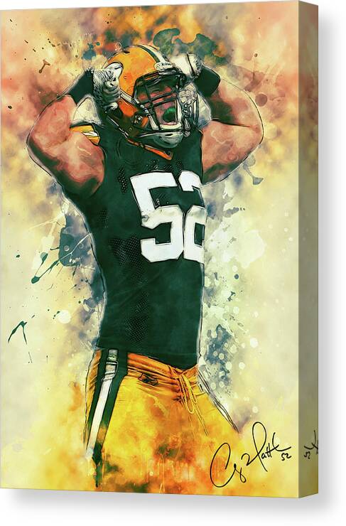 Clay Matthews Canvas Print featuring the painting Clay Matthews by Hoolst Design