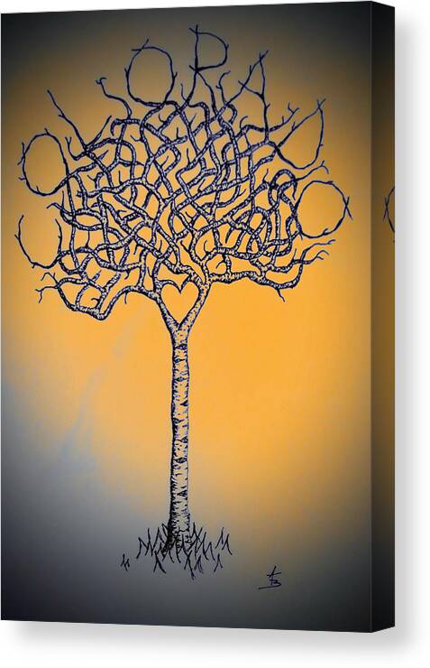 Colorado Canvas Print featuring the drawing Colorado Aspen Love Tree by Aaron Bombalicki