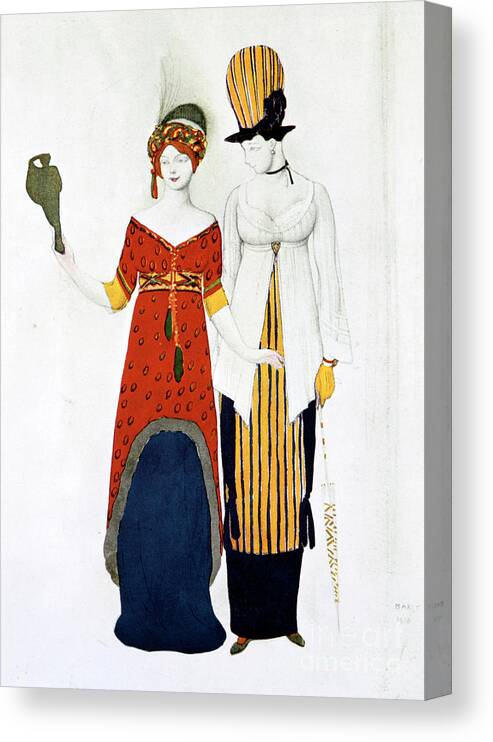 Headwear Canvas Print featuring the drawing Costume Moderne, 1910. Artist Leon Bakst by Print Collector