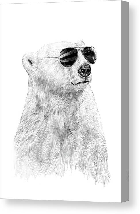 Polar Bear Canvas Print featuring the drawing Don't let the sun go down by Balazs Solti