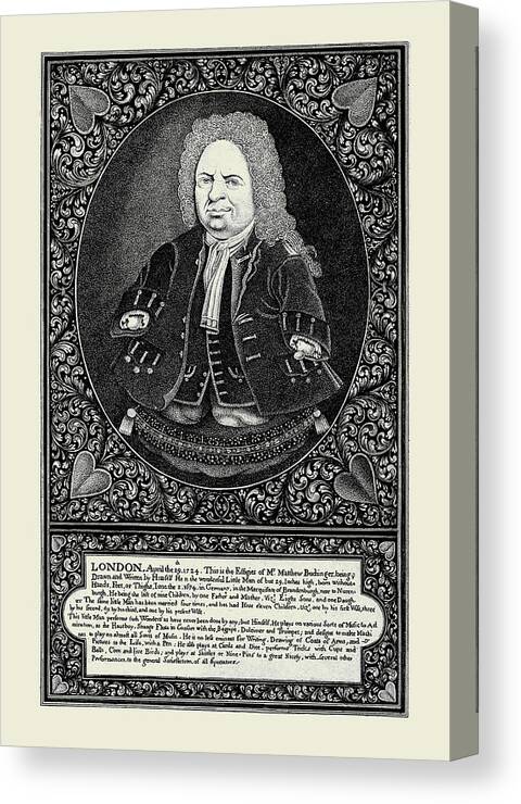 Phocomelic Canvas Print featuring the painting Effigy of Matthias Buchinger by Unknown