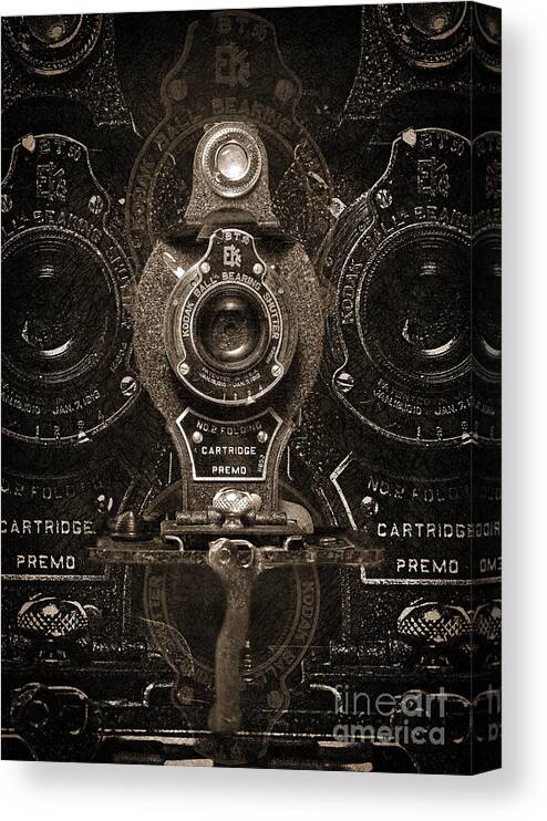 Kodak Canvas Print featuring the digital art Ekc No.2 Folding Cartridge Premo Bw by Anthony Ellis