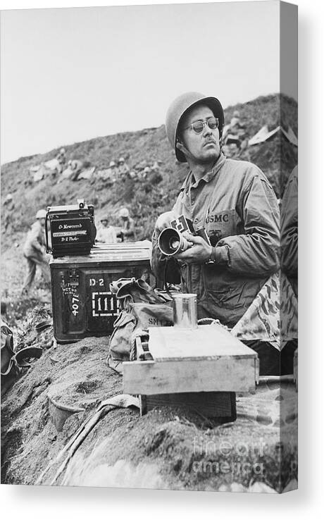 Art Canvas Print featuring the photograph Eugene Smith Holding A Camera by Bettmann