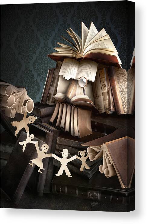 Books Canvas Print featuring the photograph Family Stories by Christophe Kiciak