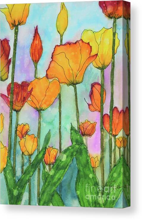 Barrieloustark Canvas Print featuring the painting Fanciful Tulips by Barrie Stark