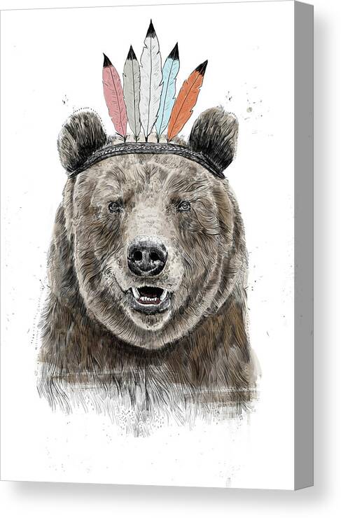 Bear Canvas Print featuring the mixed media Festival bear by Balazs Solti