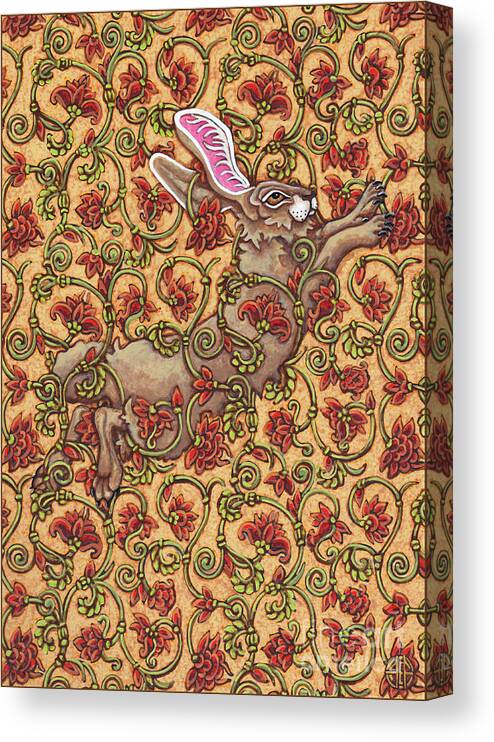 Hare Canvas Print featuring the painting Flowered Hare 6 by Amy E Fraser