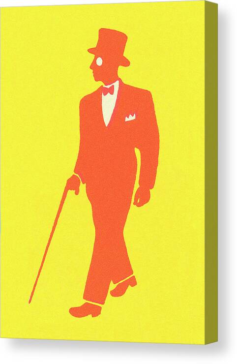 Accessories Canvas Print featuring the drawing Formal man with cane by CSA Images