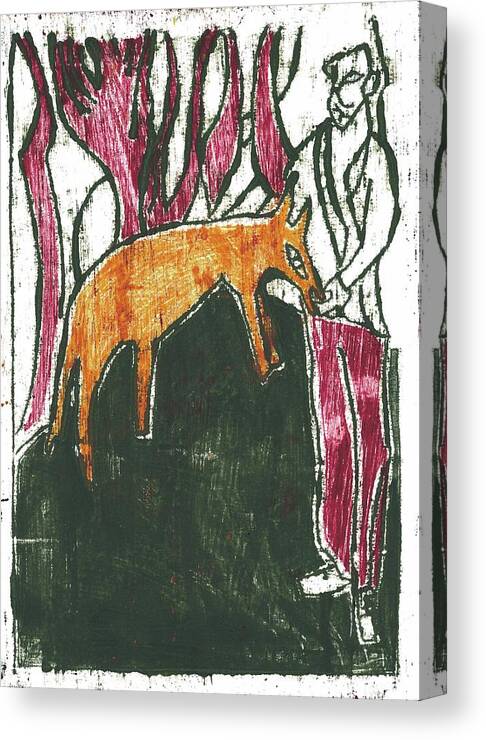 Fox Canvas Print featuring the painting Fox feeder by Edgeworth Johnstone