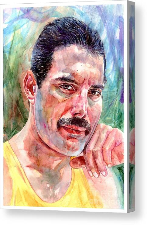 Freddie Mercury Canvas Print featuring the painting Freddie - The Thinker by Suzann Sines