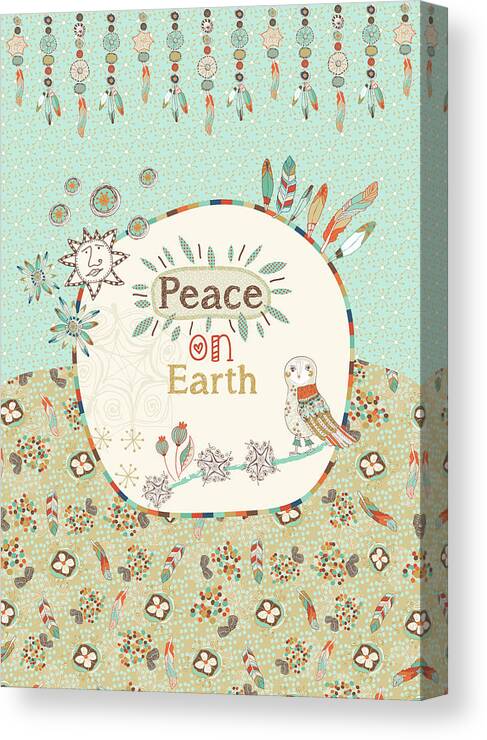 Free Spirit Peace On Earth Canvas Print featuring the digital art Free Spirit Peace On Earth by Gal Designs