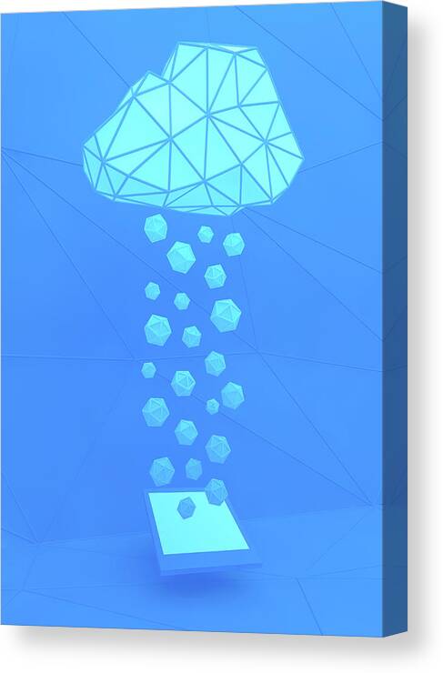 3 D Canvas Print featuring the photograph Geometric Clouds Above Digital Tablet by Ikon Images