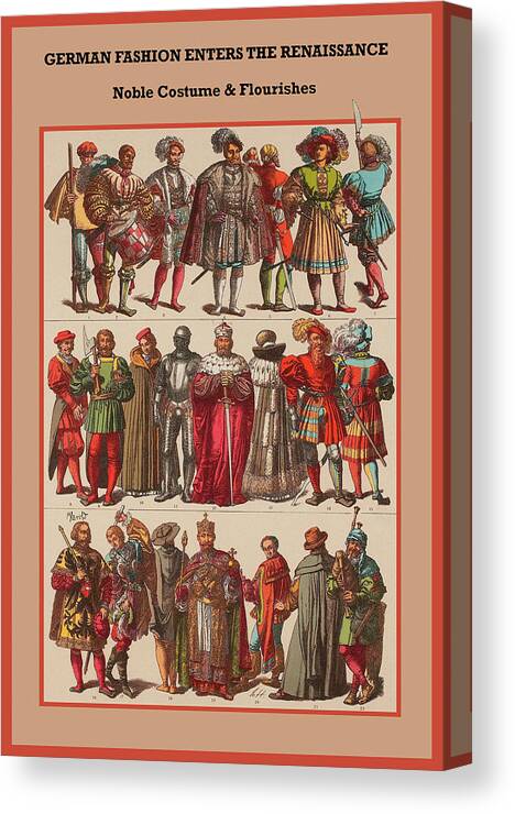 Germany Canvas Print featuring the painting German Fashion -Renaissance noble costume by Friedrich Hottenroth