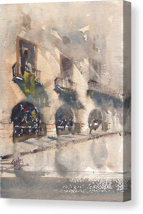 Tampa Canvas Print featuring the painting Girona Arches by Gaston McKenzie