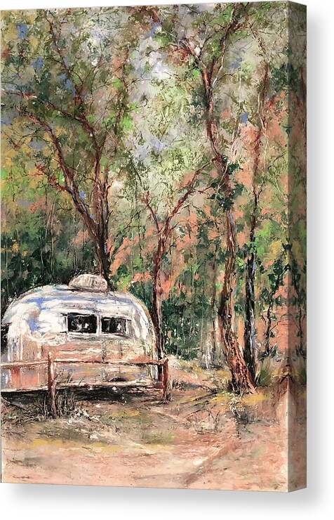 Airstream Canvas Print featuring the painting Glamping In Zion National Park by Robin Miller-Bookhout