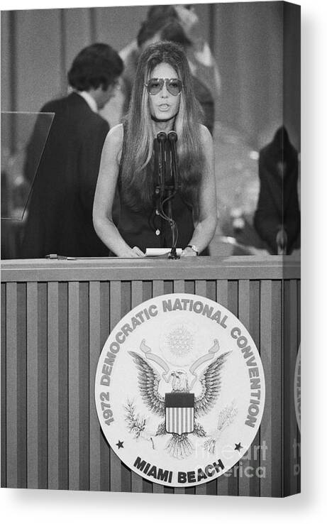 Democracy Canvas Print featuring the photograph Gloria Steinem At Democratic Convention by Bettmann