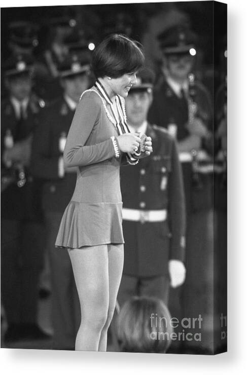 Event Canvas Print featuring the photograph Gold Medal Olympic Skater Dorothy Hamill by Bettmann