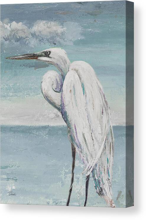 Great Canvas Print featuring the painting Great Egret Standing by Patricia Pinto