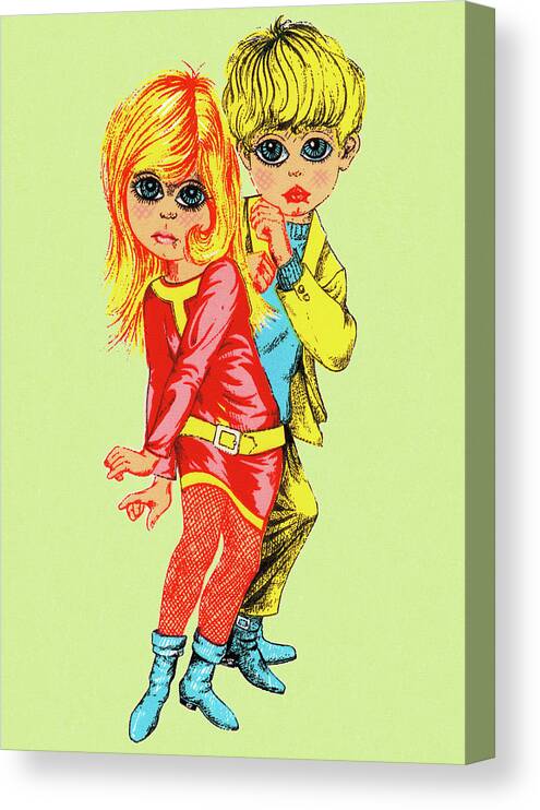 Activity Canvas Print featuring the drawing Groovy Kids Dancing by CSA Images
