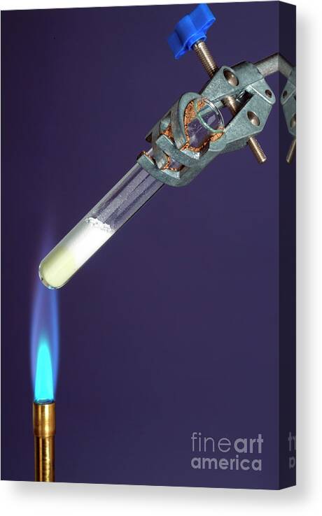 Chemical Canvas Print featuring the photograph Heating Zinc Oxide by Martyn F. Chillmaid/science Photo Library