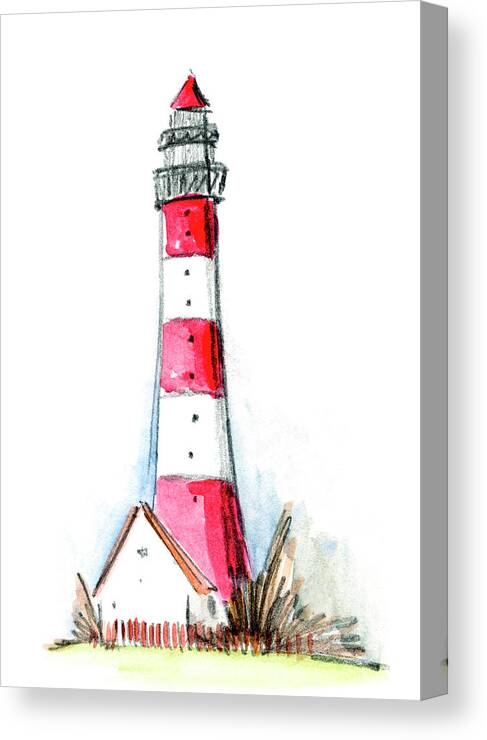 Security Canvas Print featuring the digital art Illustration, Lighthouse by Westend61