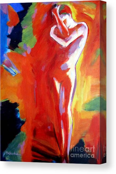 Nude Figures Canvas Print featuring the painting Inner reflections by Helena Wierzbicki